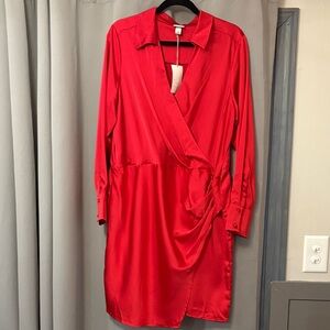 A New Day Bold Red Long Sleeve Dress